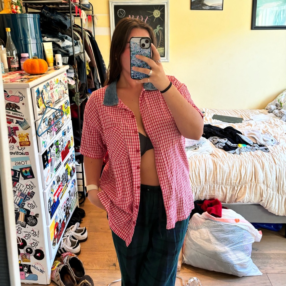 Vintage Gingham Button Up Shirt